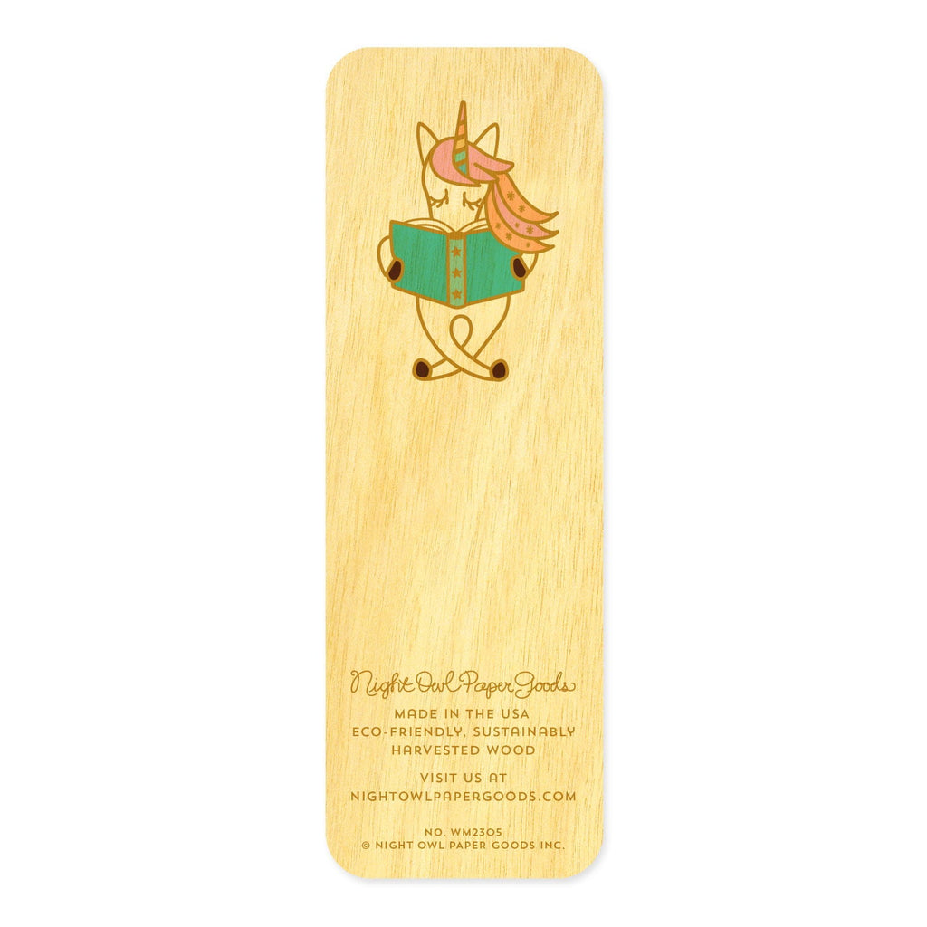 Reading Unicorn Book Buddies Wood Mini Bookmark + Pin Gift Set