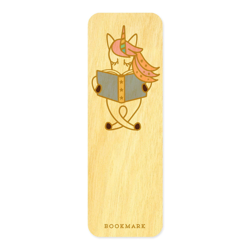 Reading Unicorn Book Buddies Wood Mini Bookmark + Pin Gift Set