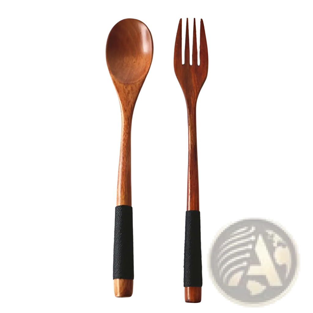 Wooden Spoon and Fork Set Kitchen Utensil Tools 9 Pack