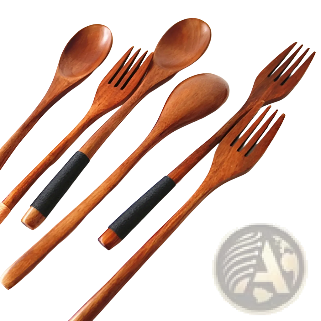Wooden Spoon and Fork Set Kitchen Utensil Tools 9 Pack