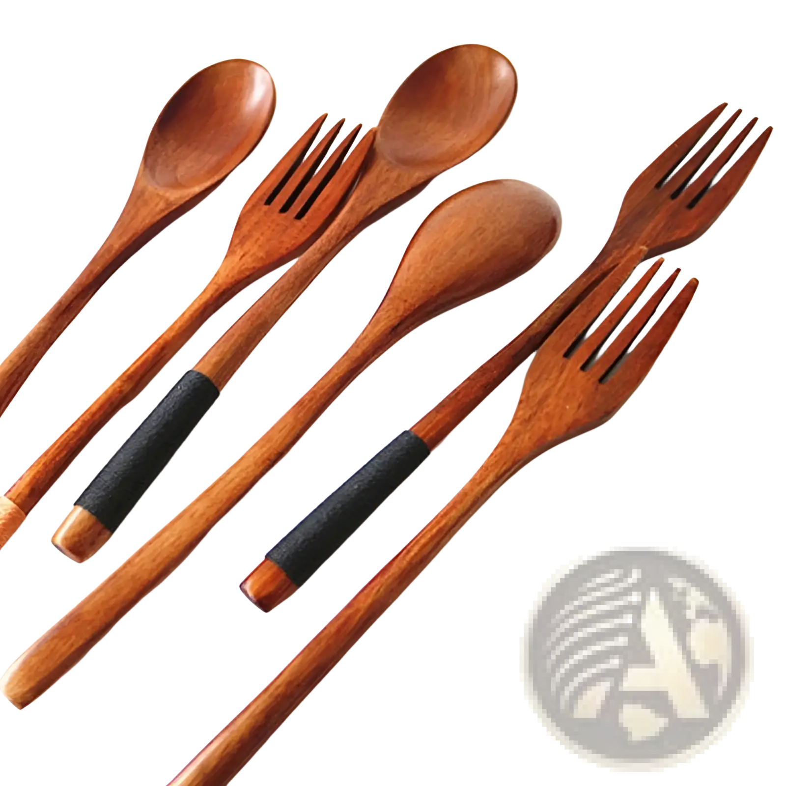 Wooden Spoon and Fork Set Kitchen Utensil Tools 9 Pack