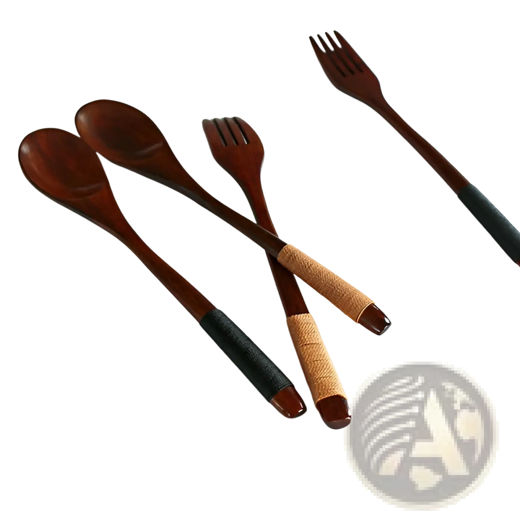 Wooden Spoon and Fork Set Kitchen Utensil Tools 9 Pack