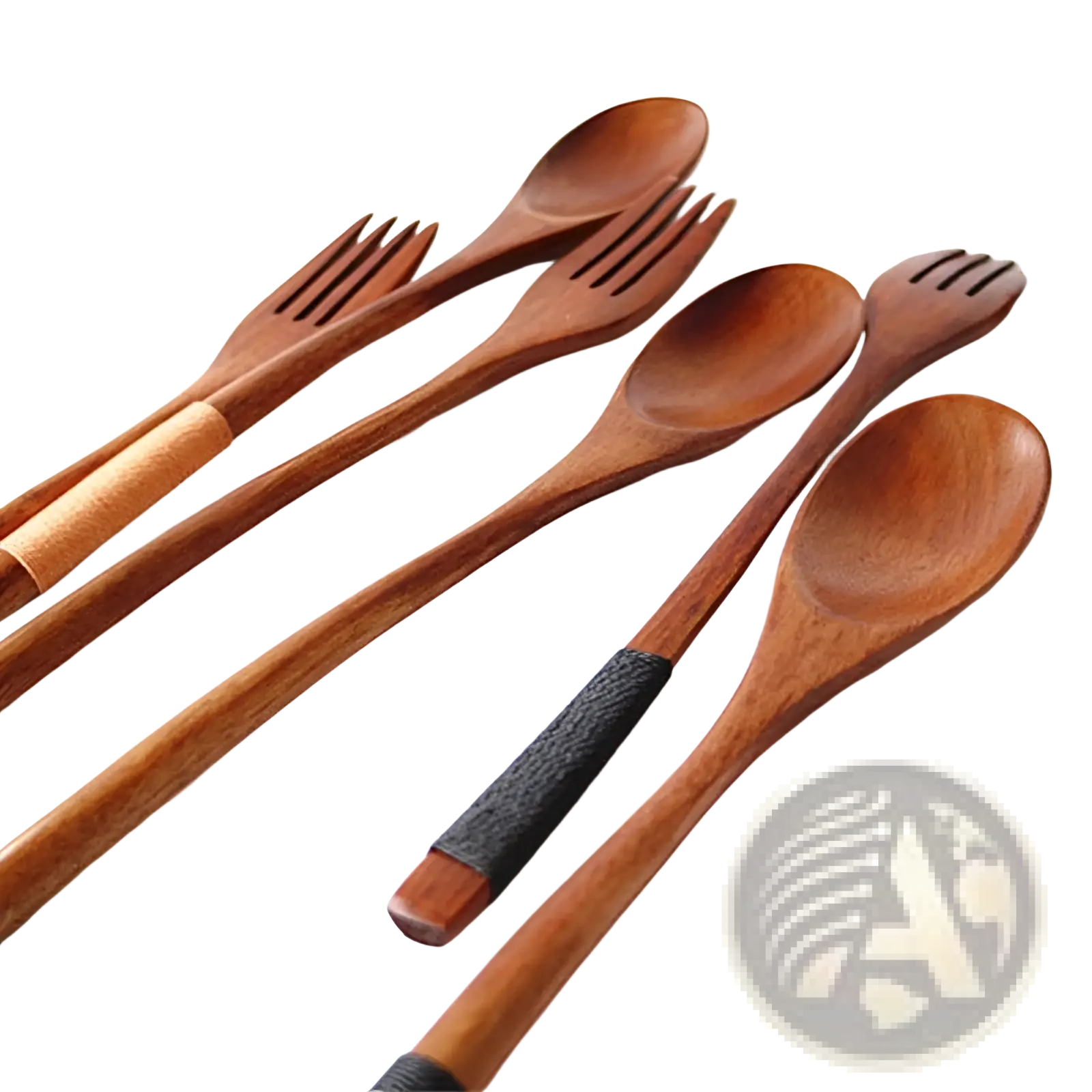 Wooden Spoon and Fork Set Kitchen Utensil Tools 9 Pack
