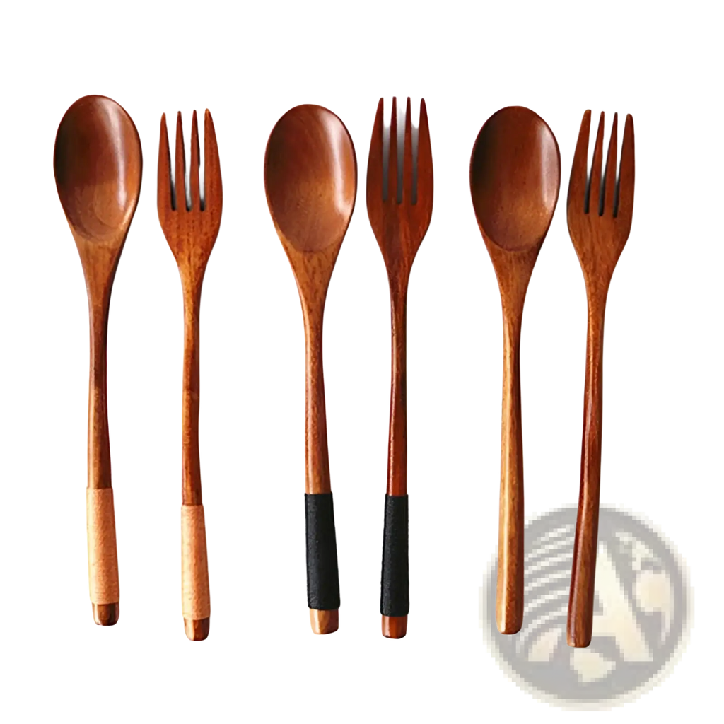 Wooden Spoon and Fork Set Kitchen Utensil Tools 9 Pack