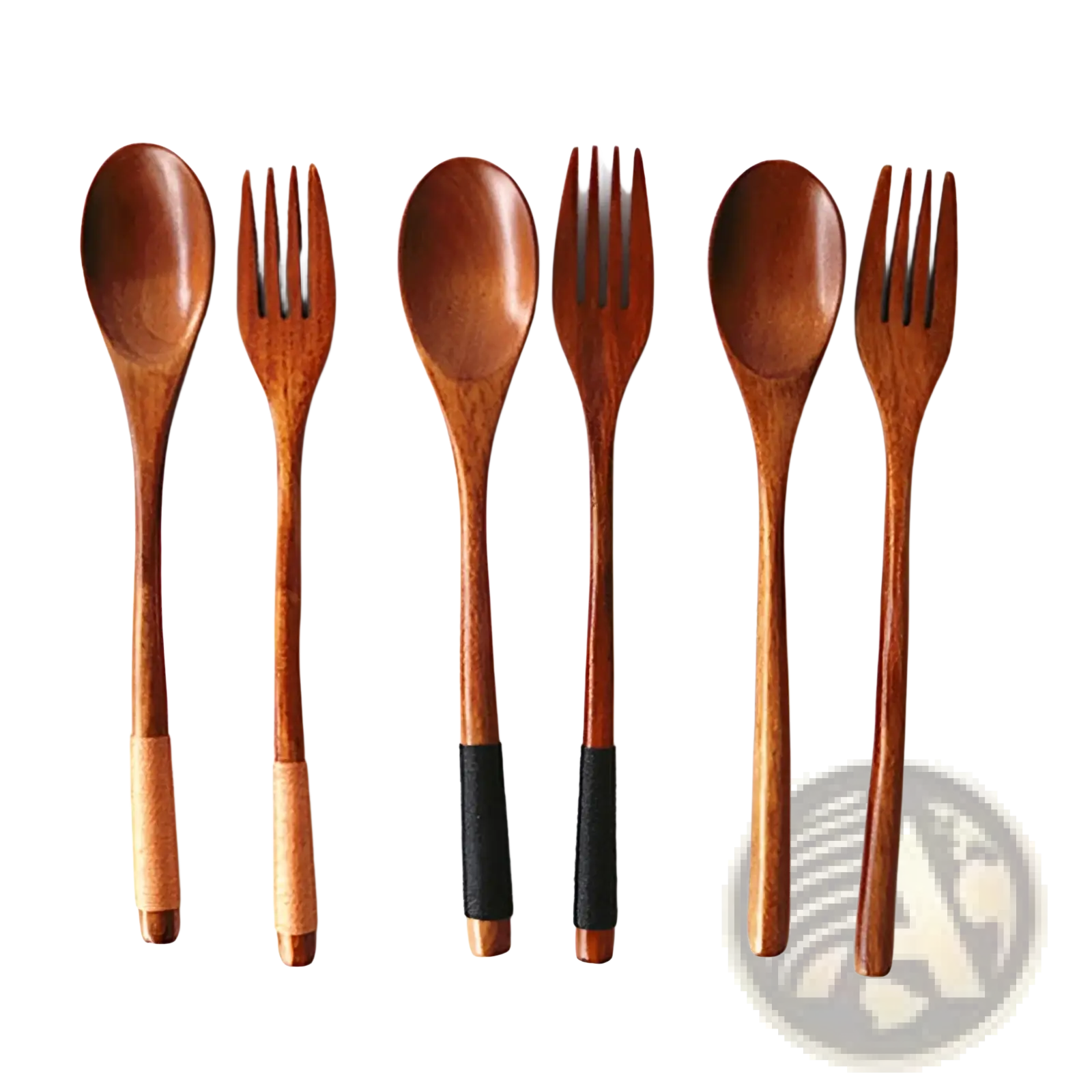 Wooden Spoon and Fork Set Kitchen Utensil Tools 9 Pack