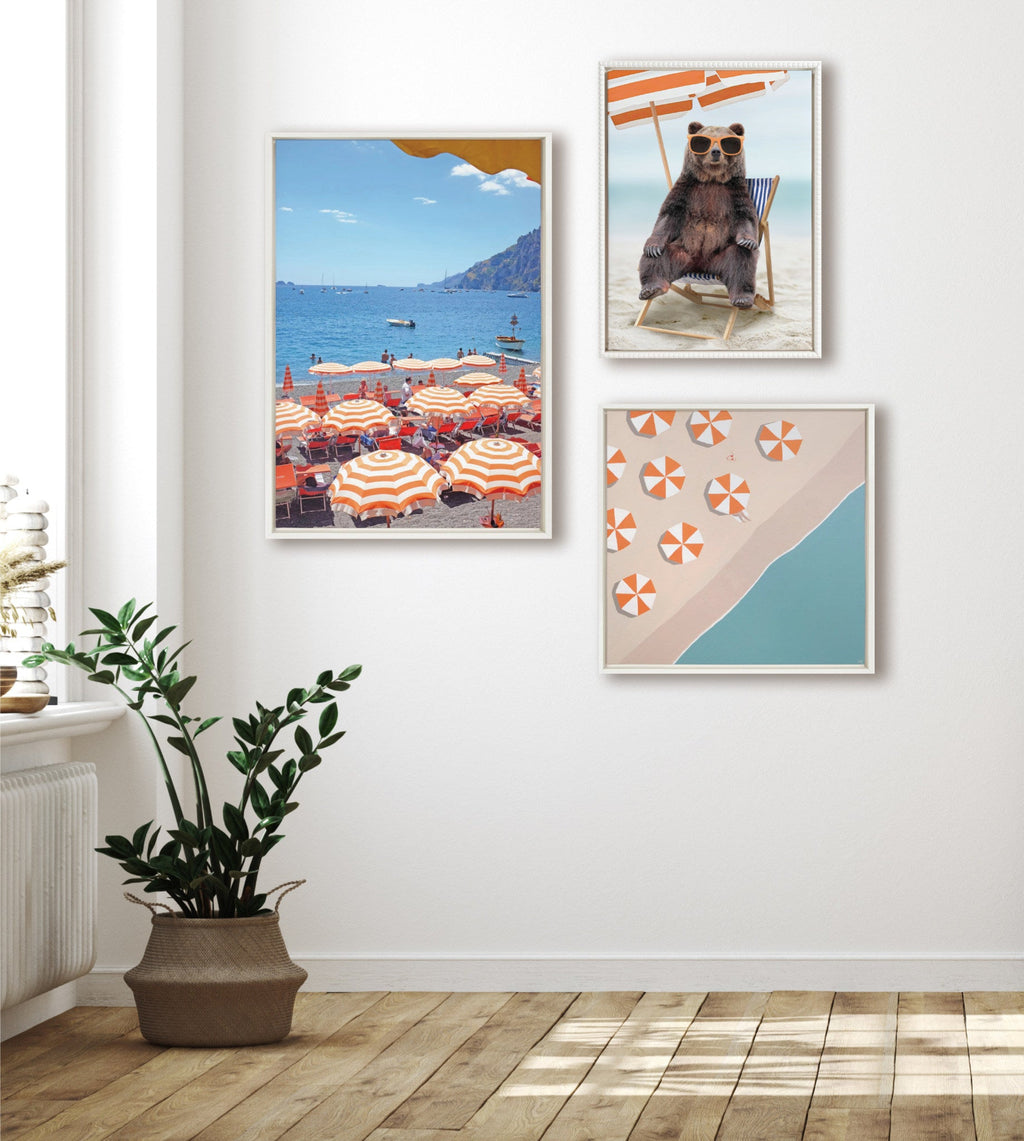 Sylvie Beaded Beach Chair Bear Framed Canvas by Amy Peterson