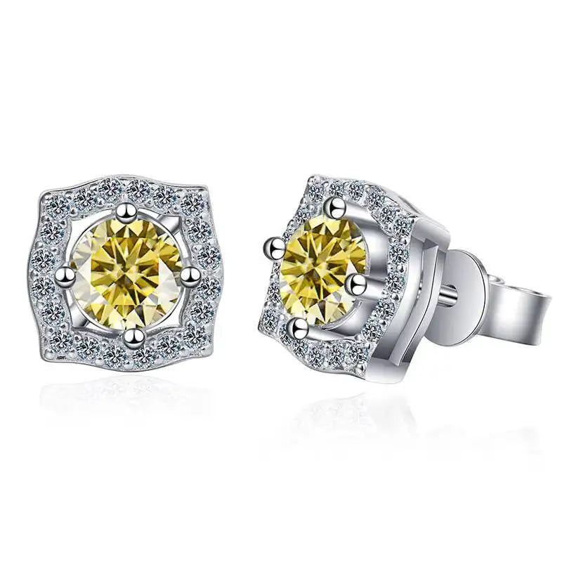 Sterling Silver Moissanite 1ct Stud Earrings Sterling 925 Lab-Created Diamond